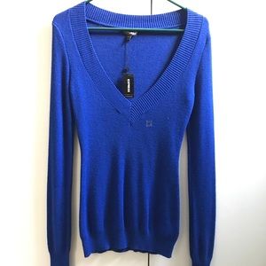 NWT Express sz S Navy Blue V-neck Sweater